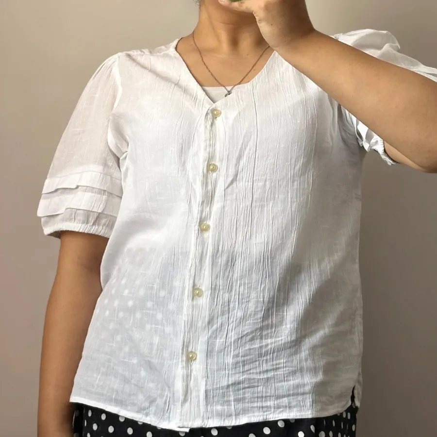 شومیز سفید آستین پفی