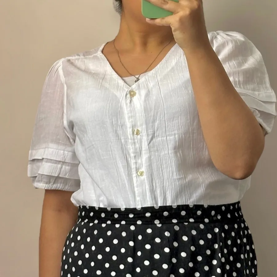 شومیز سفید آستین پفی