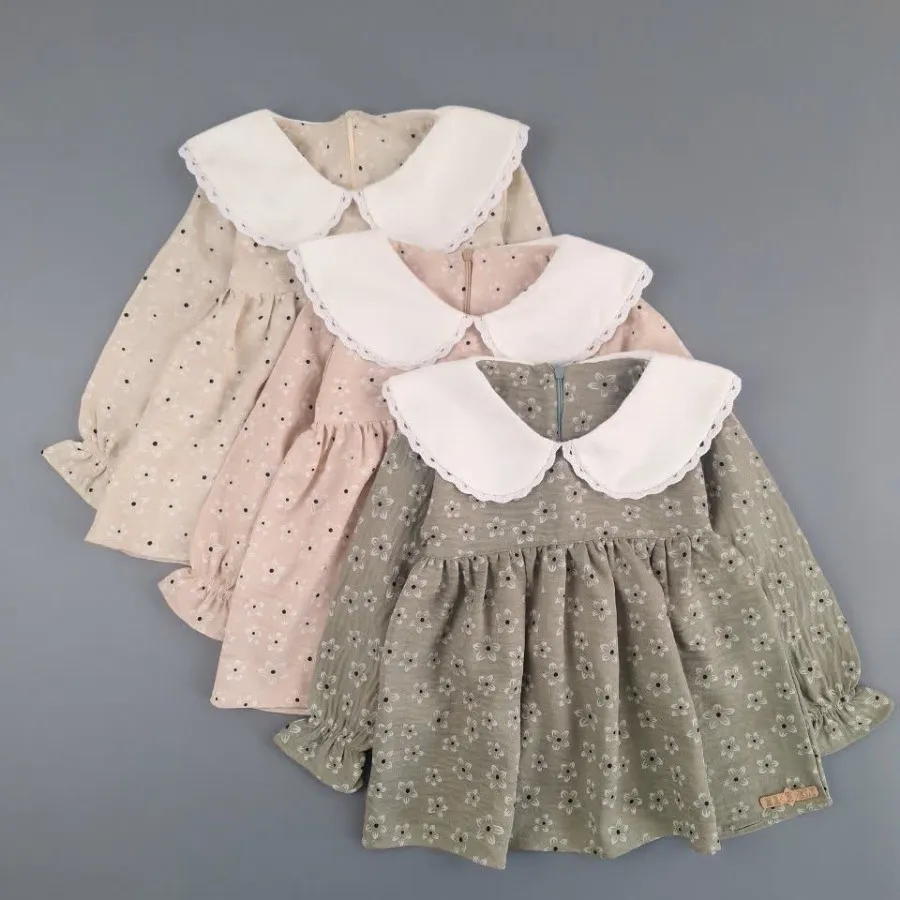 پیراهن یقه ب تمام چاپ گل