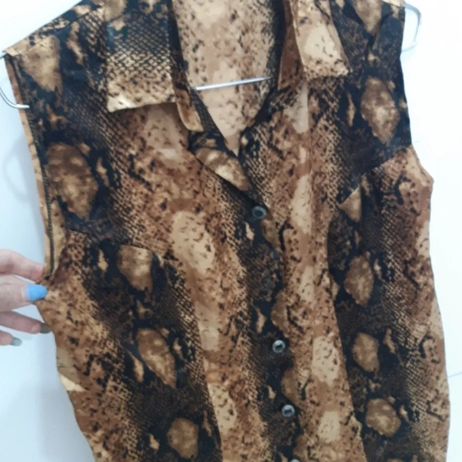 تاپ آستین حلقه ای پلنگی