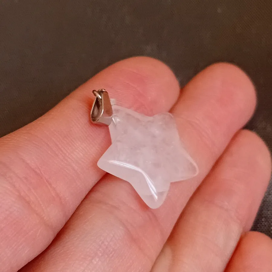 آویز سنگ رز کوارتز ستاره