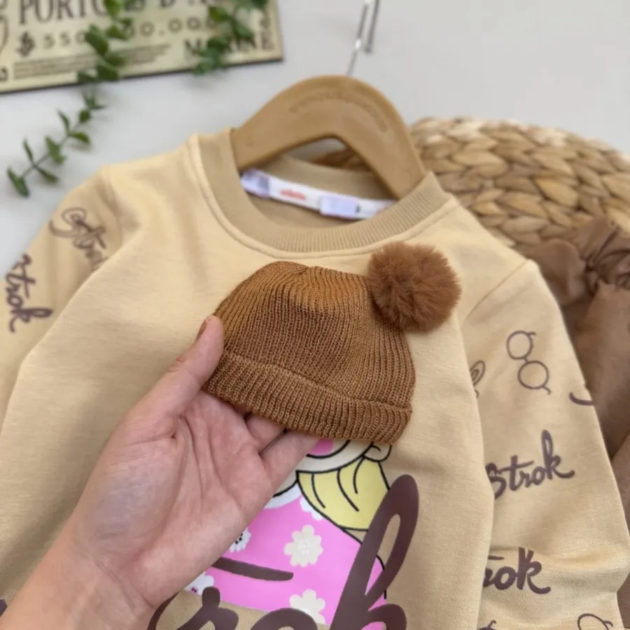 بلوز شلوار دخترون کلاهدار