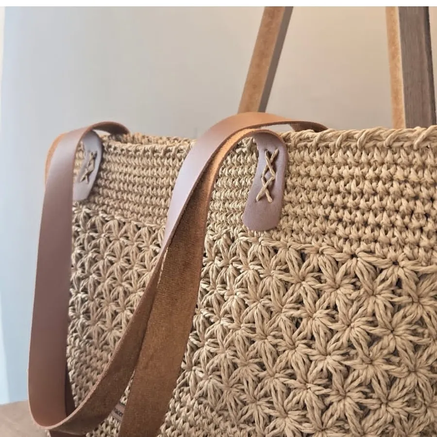 کیف بزرگ رافیا طرح ستاره