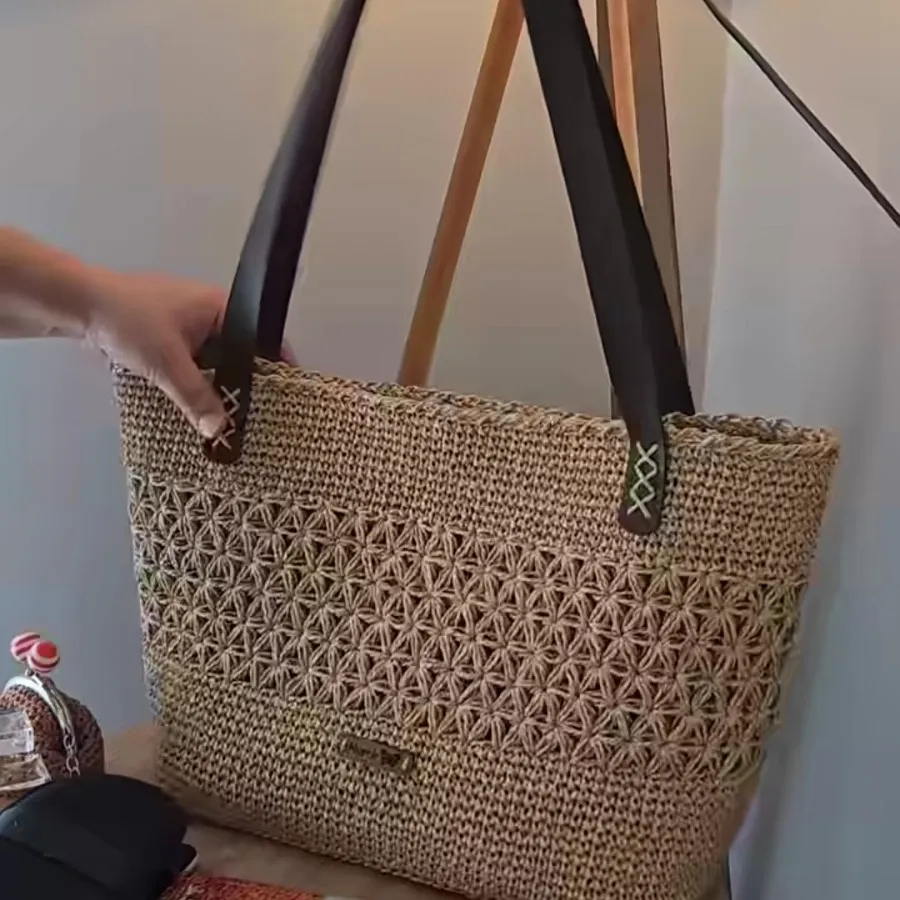 کیف بزرگ رافیا طرح ستاره