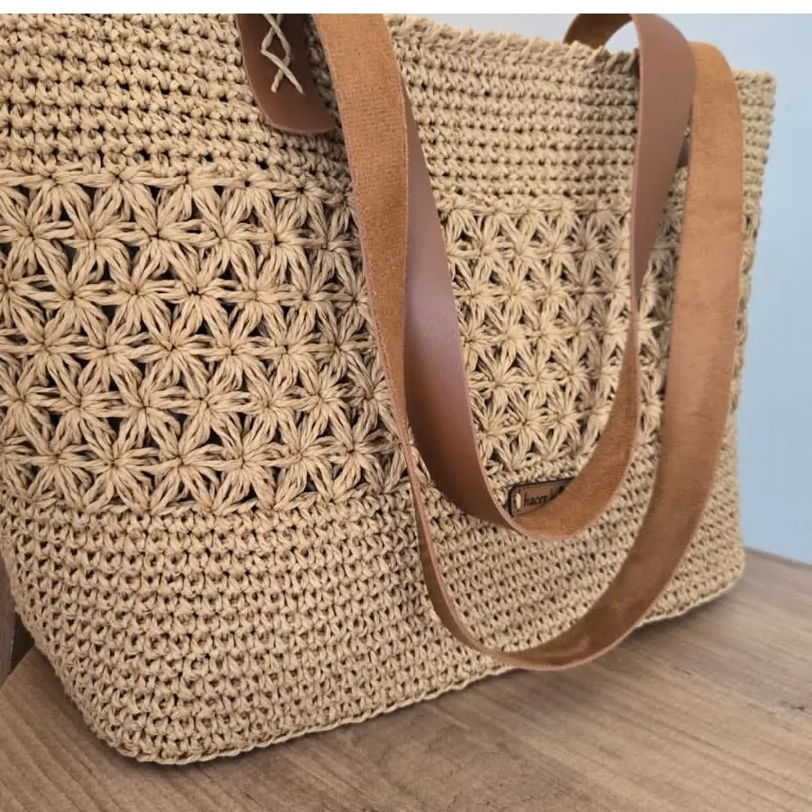 کیف بزرگ رافیا طرح ستاره