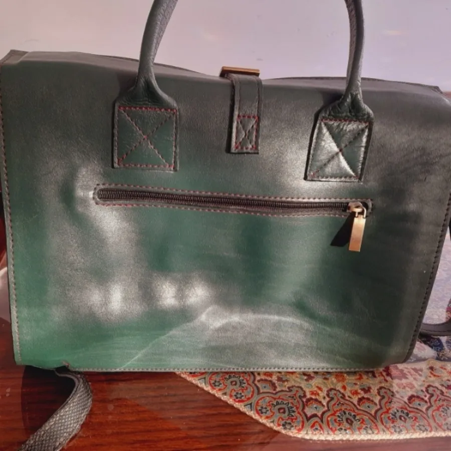 کیف چرم گاوی سبز