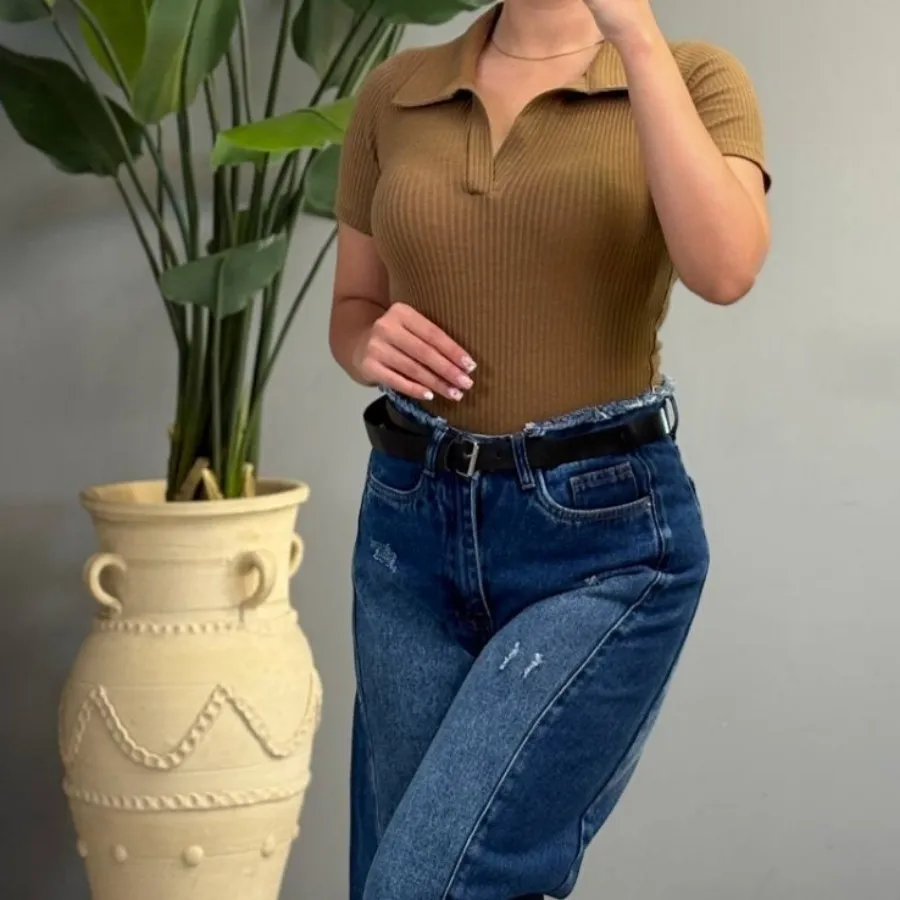 تیشرت کبریتی یقه دار