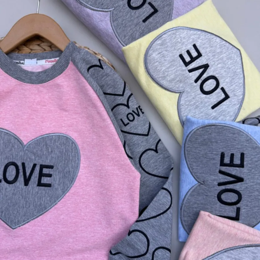 بلوز شلوار دخترانه قلبی