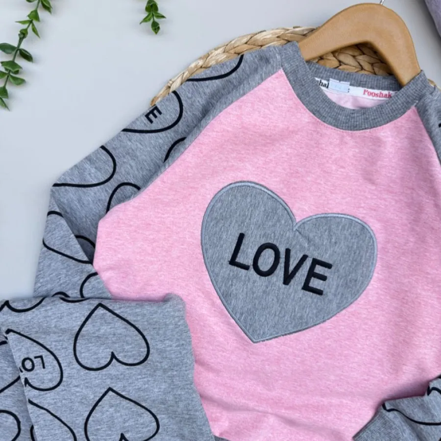 بلوز شلوار دخترانه قلبی