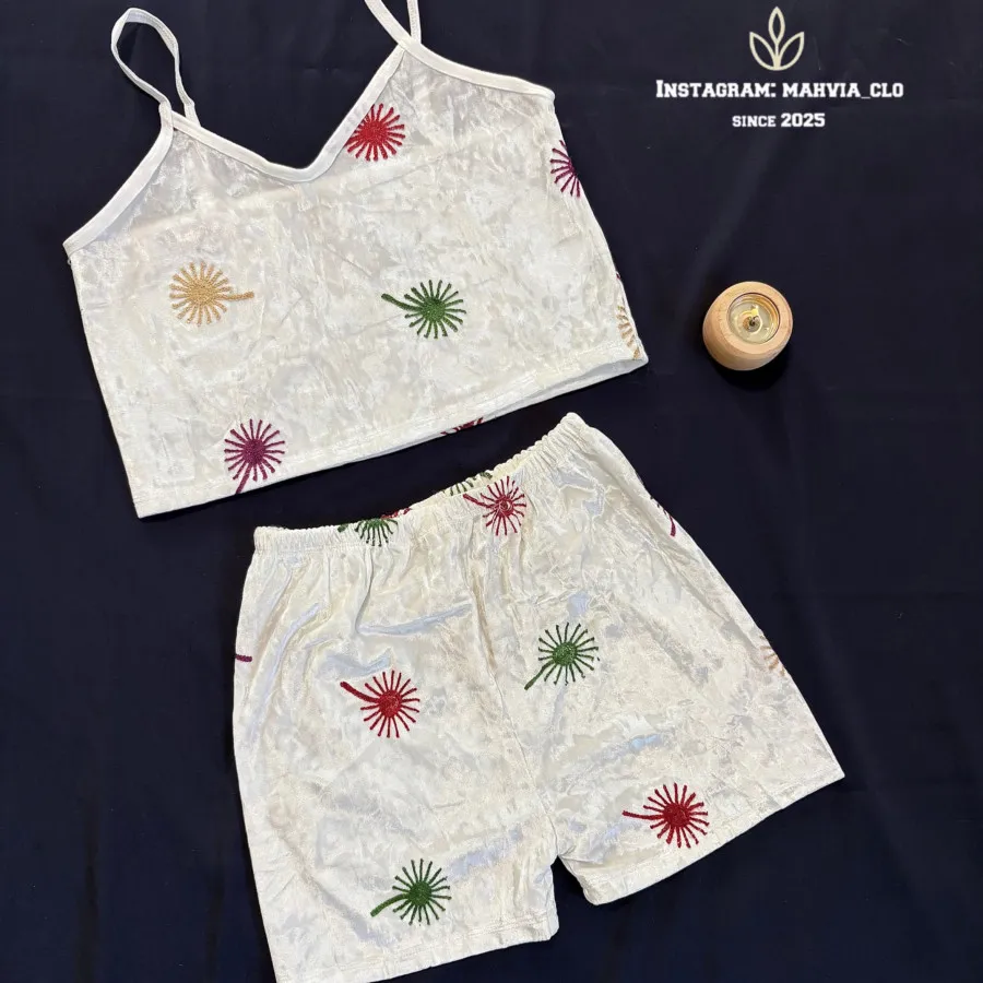 ست تاپ شورت مخملی