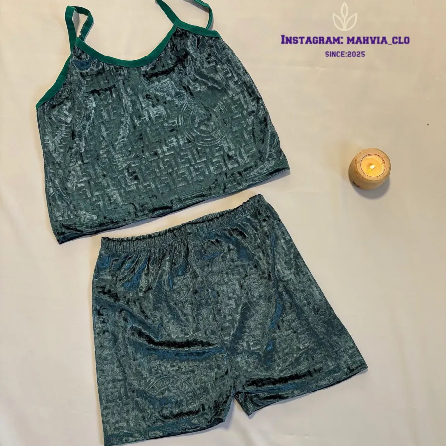 ست تاپ شورت مخملی