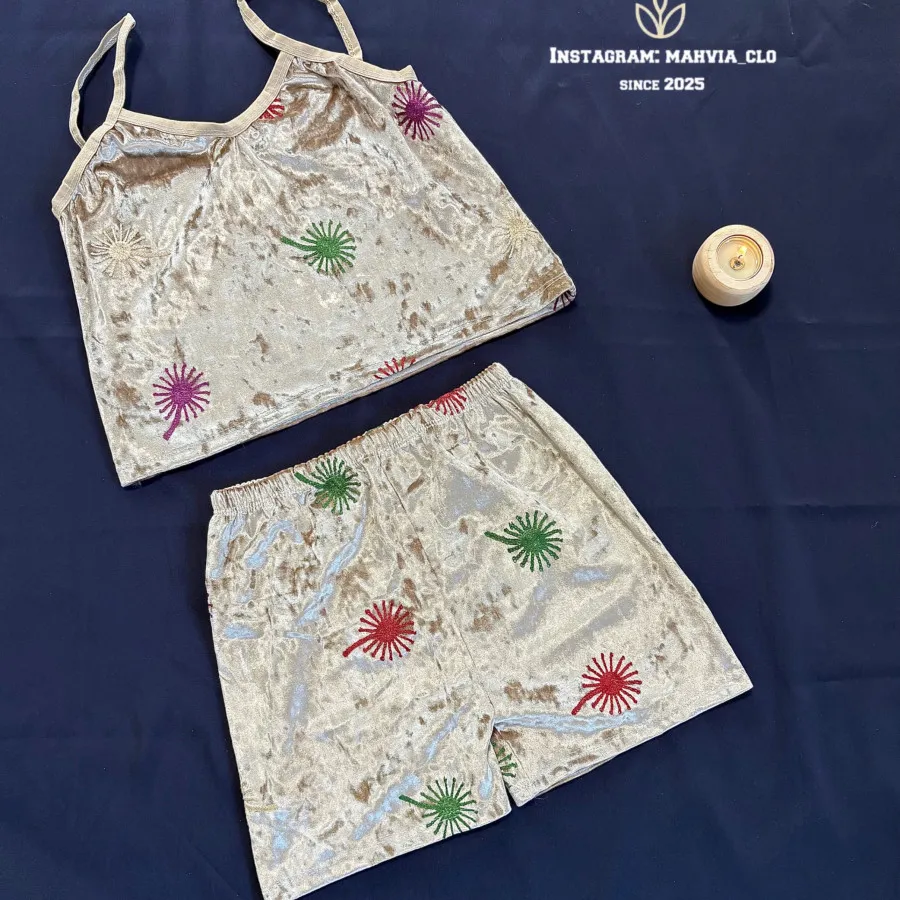 ست تاپ شورت مخملی