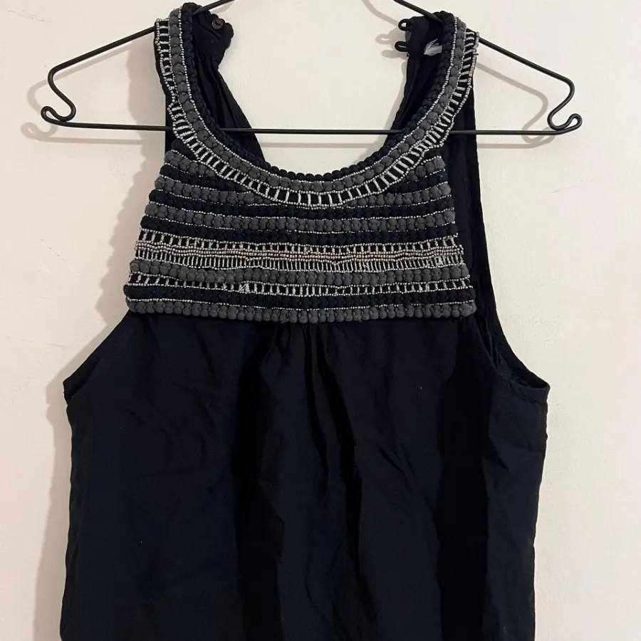 تاپ نخی مشکی منجوقی