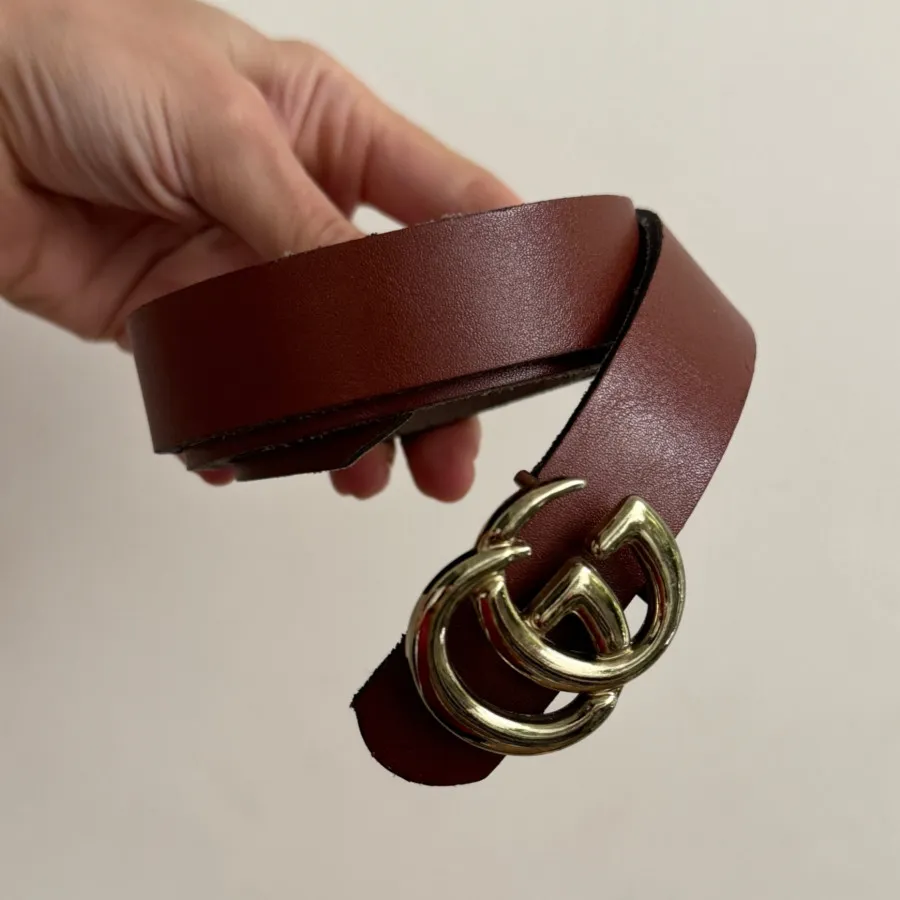 کمربند چرم قهوه‌ای