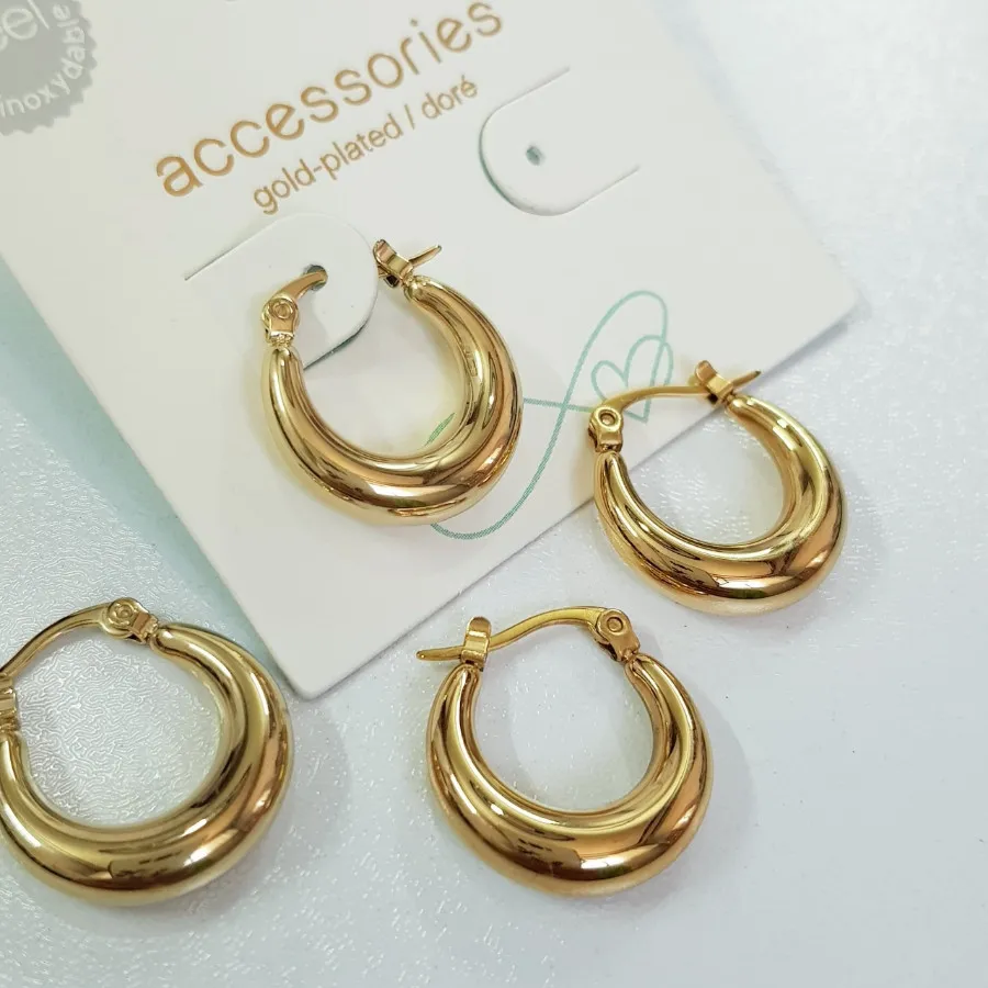 گوشواره قفلی استیل طلایی