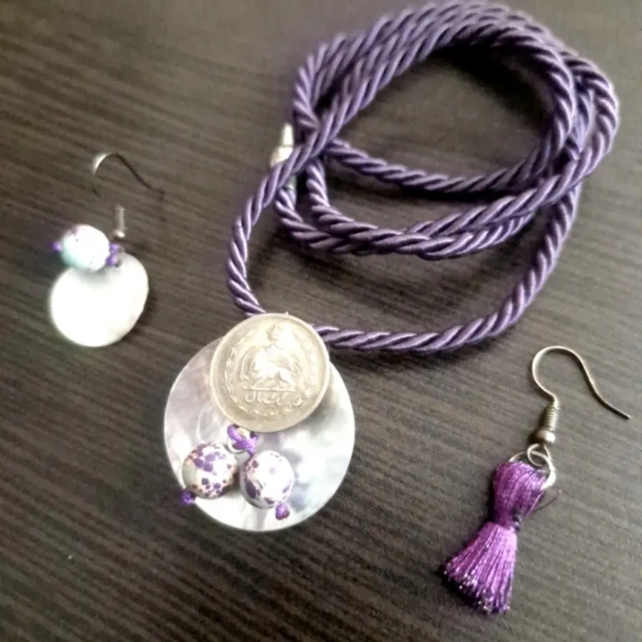 گردنبند سنتی صدفی گوشواره