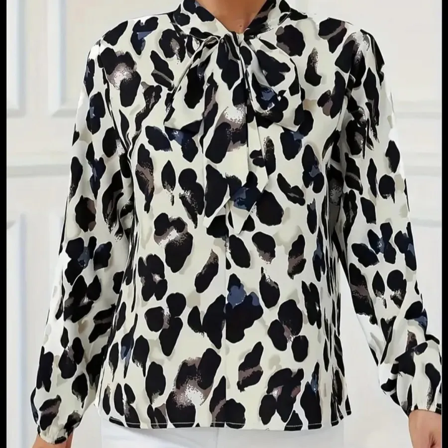 شومیز پلنگی یقه کراواتی