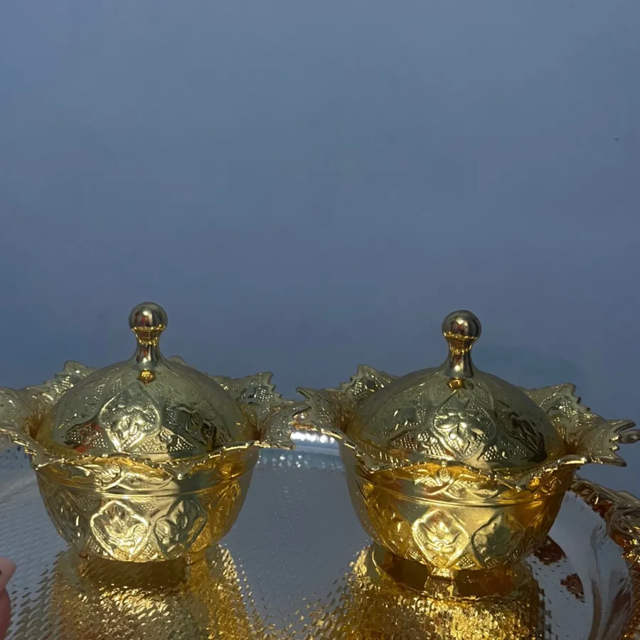 ست سینی استیل و قندان