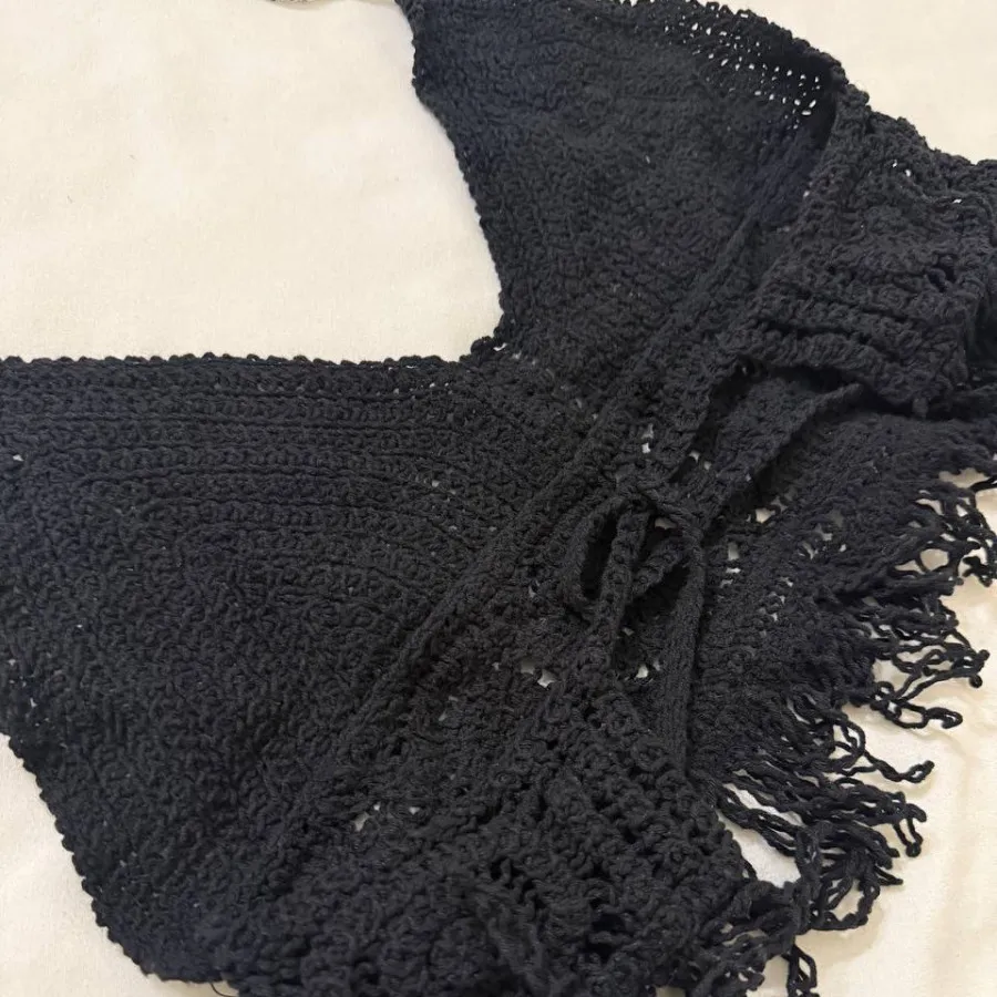 کراپ قلاب بافی مشکی ??