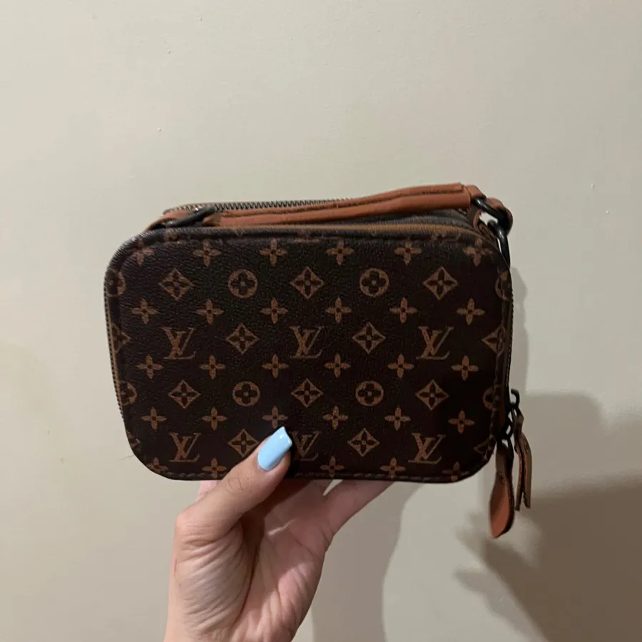 کیف صندوقی دو زیپ قهوه ای