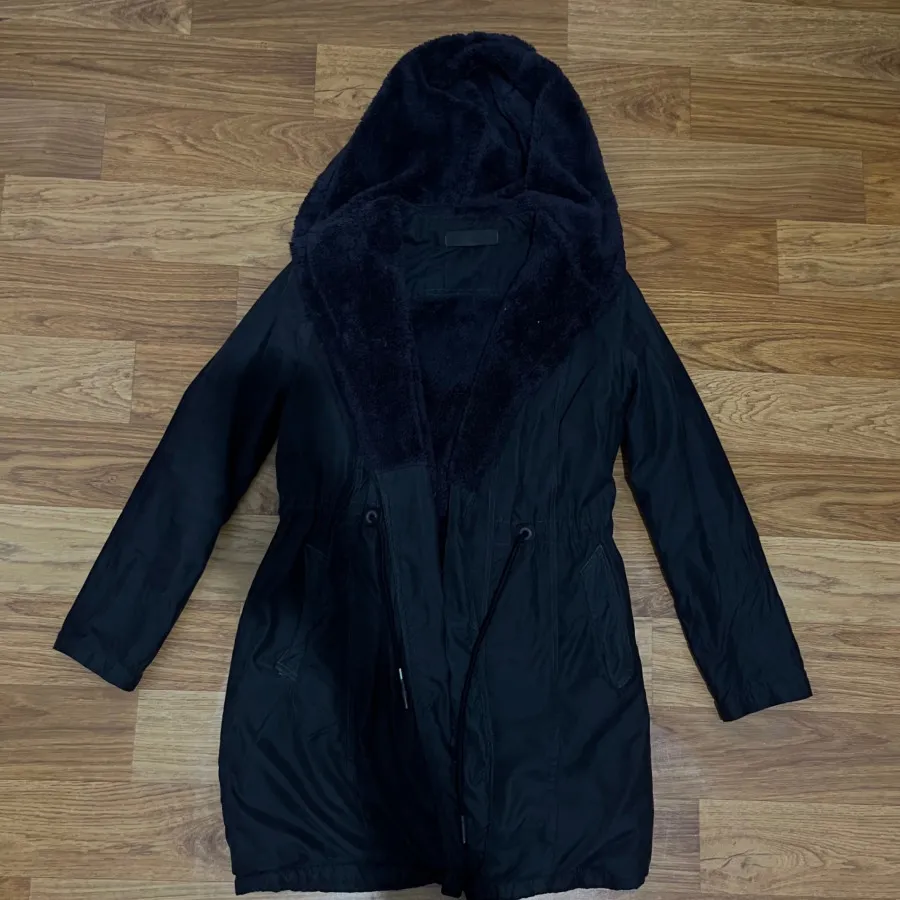 پالتو گرم مشکی کلاه دار