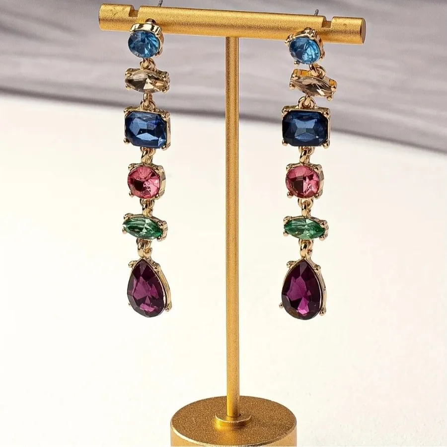 گوشواره آویز سنگ رنگی