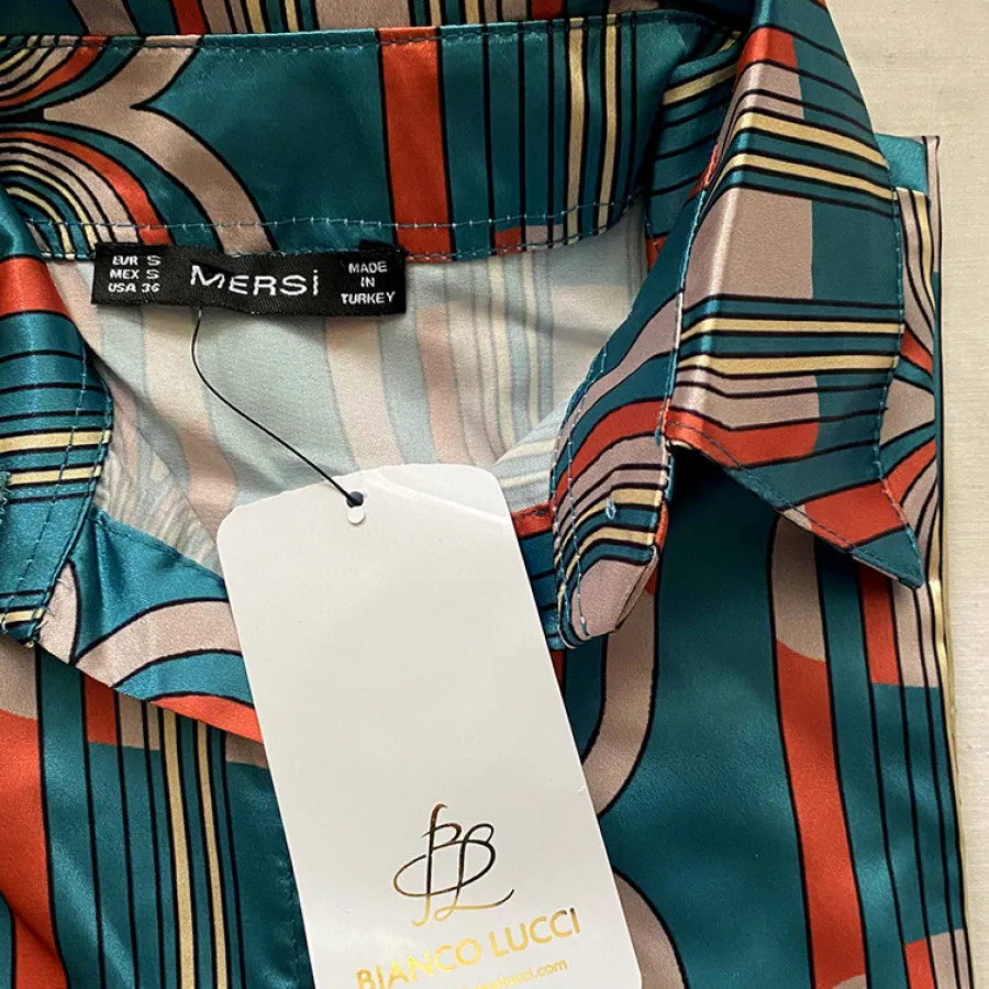 شومیز وینتیج ساتن ترک