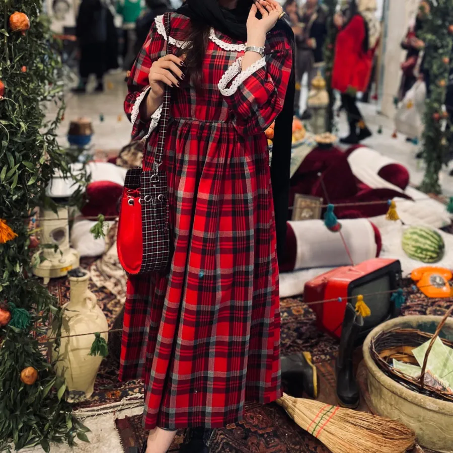 پیرهن پاییزی قرمز چارخونه