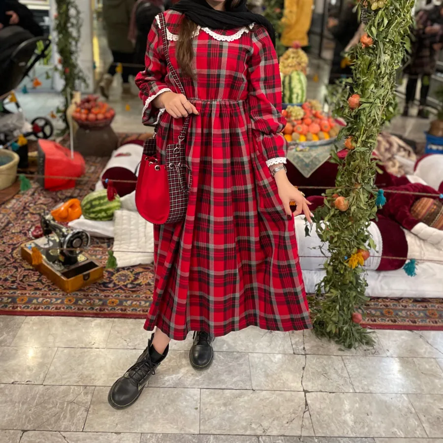 پیرهن پاییزی قرمز چارخونه