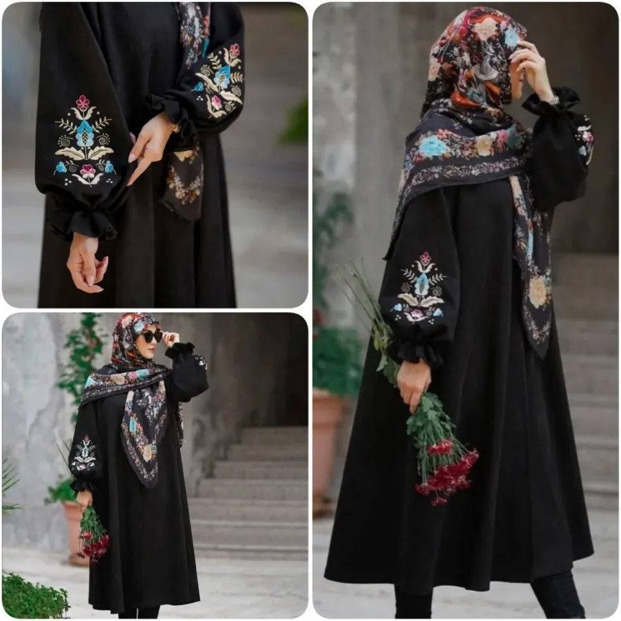 مانتو ابروبادی گلدوزی شده