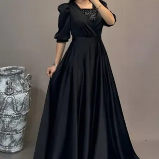 پیراهن مجلسی مشکی سبز
