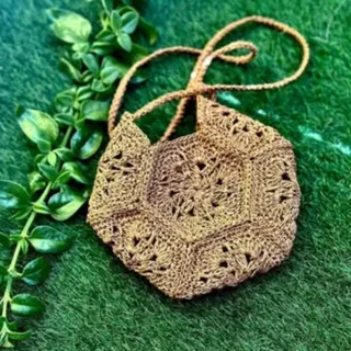 کیف رافیا طرح شش ضلعی