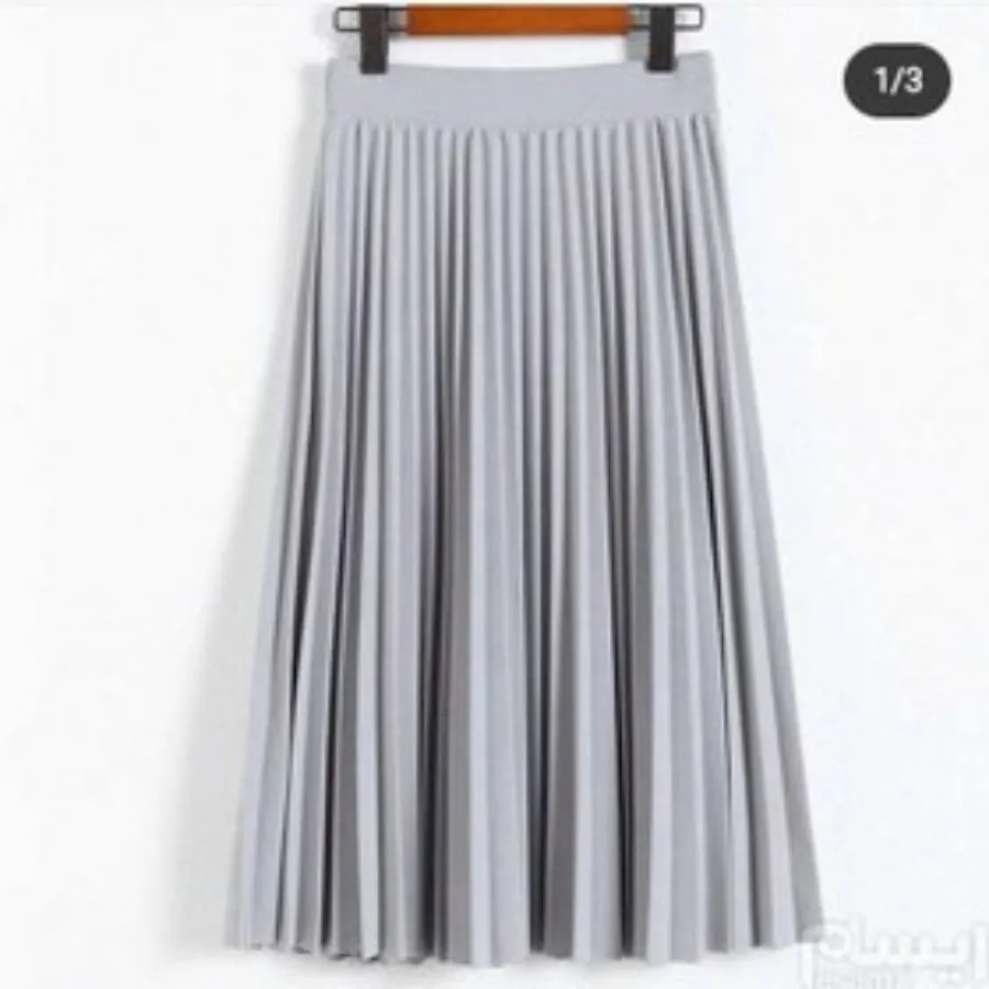 دامن پلیسه طوسی کرپ جودون