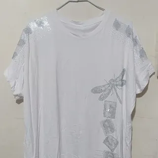 تیشرت ویسکوز سفید نگینی