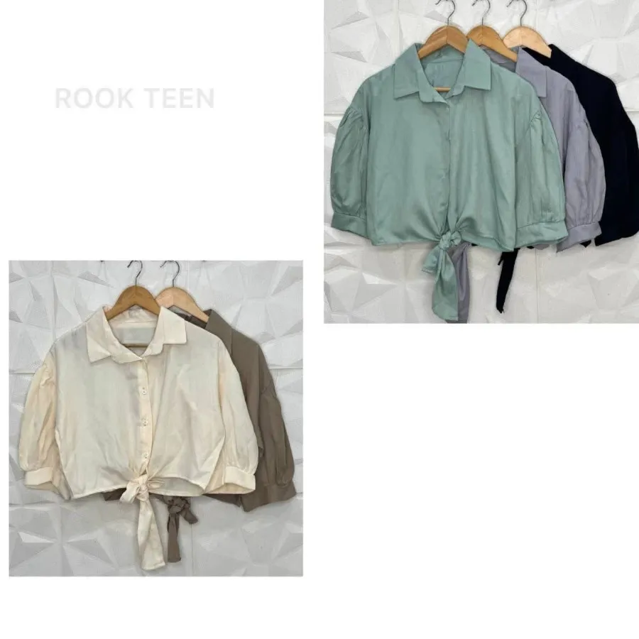 شومیز ساتن ابریشم جلو گره