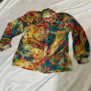 شومیز حریر آبرنگی