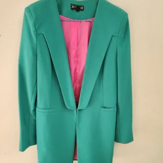 کت کرپ سبز آستر‌دار