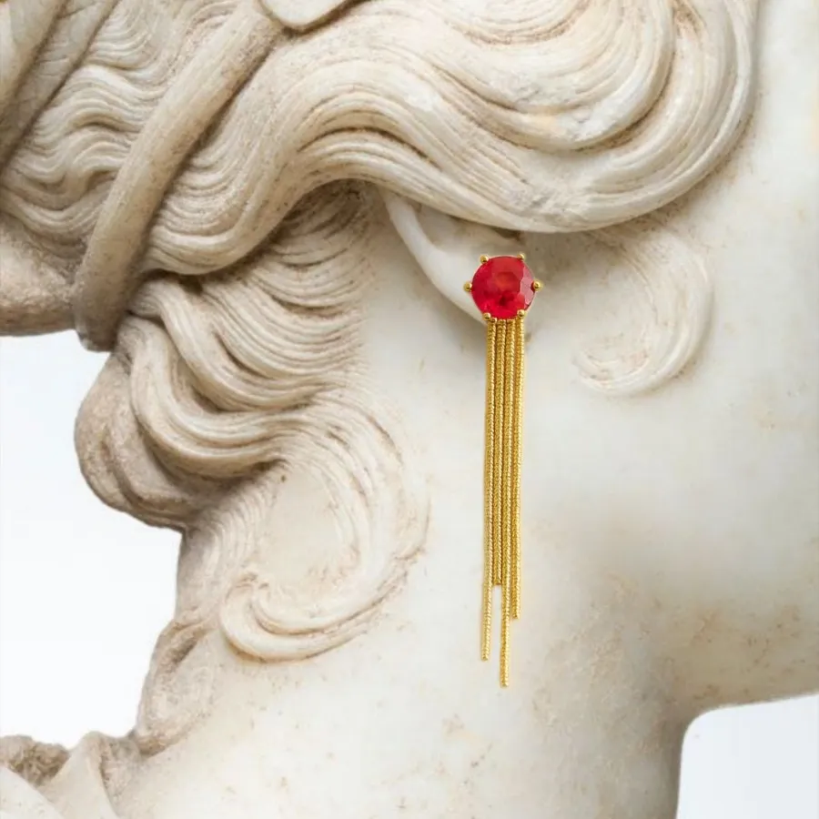 گوشواره آویز نگین صورتی