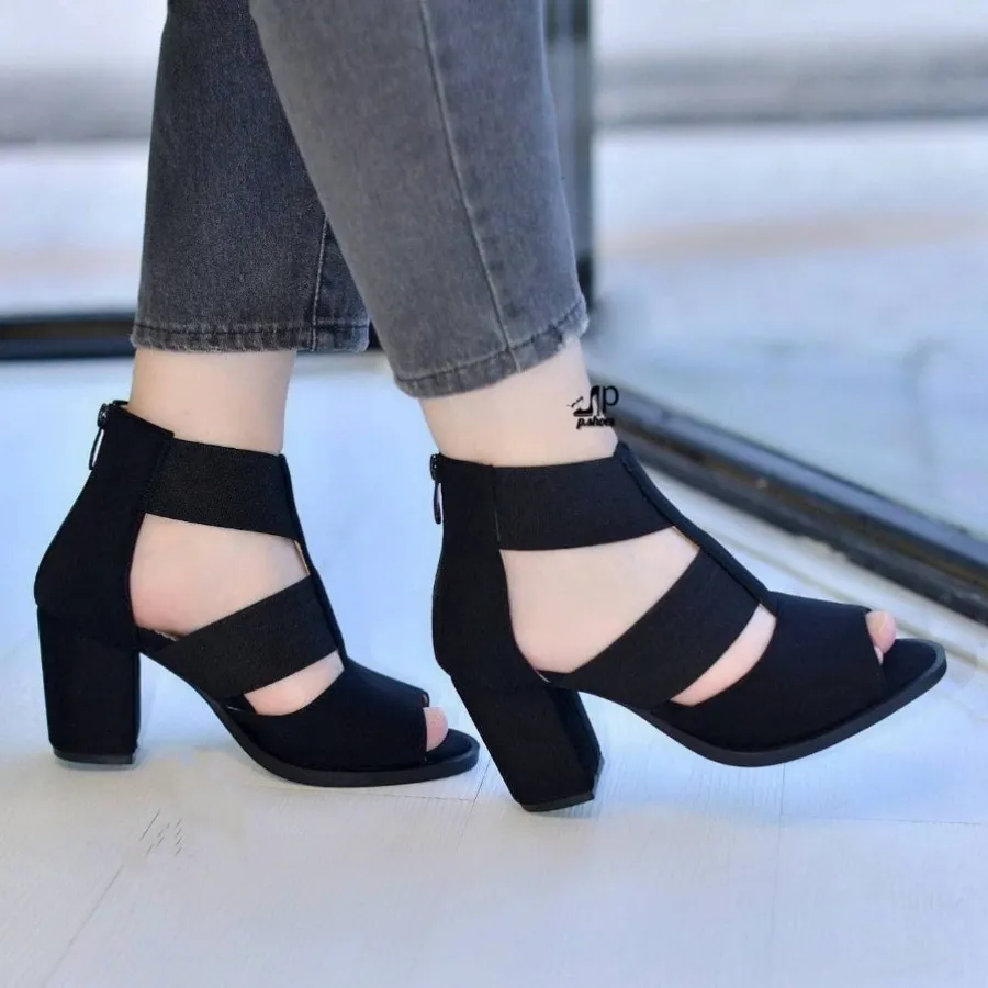 کفش پاشنه 6سانت ساتن