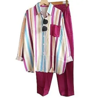 ست شومیز+شلوار کرپ