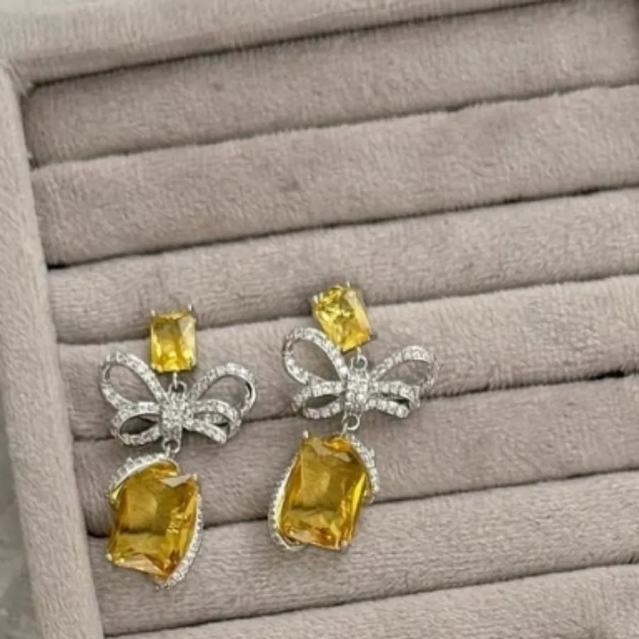 گوشواره سیترین طرح جواهر