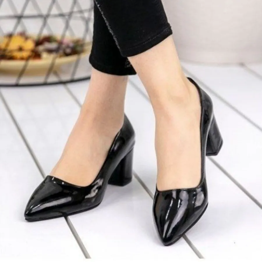 کفش پاشنه 5سانت ورنی