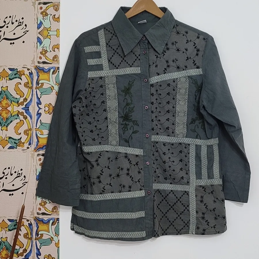 شومیز مانتویی سبز تیره