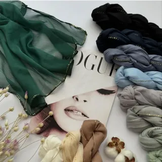 شال حریر لبه پولکی