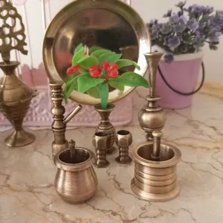 ست ظروف برنجی ریز آنتیک