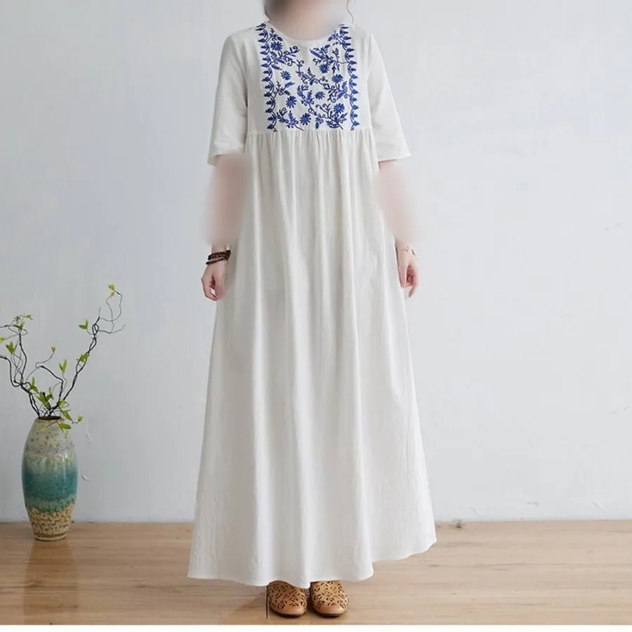 پیراهن ساحلی جلو گلدوزی