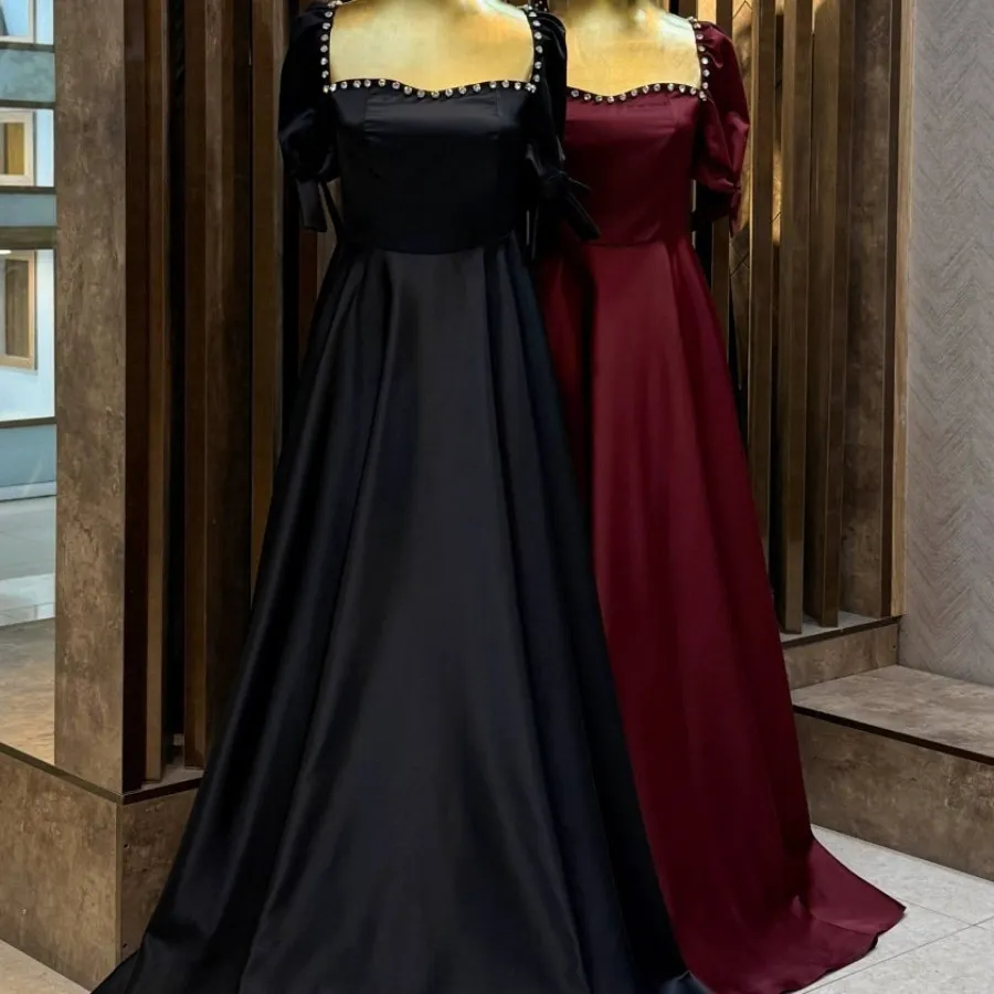 پیراهن مجلسی مشکی سبز آبی