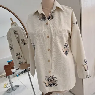 شومیز لینن طرح گربه