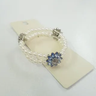 دستبند مرواریدی نگین آبی