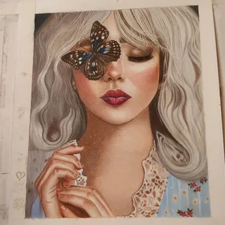 نقاشی دختر پروانه ایی